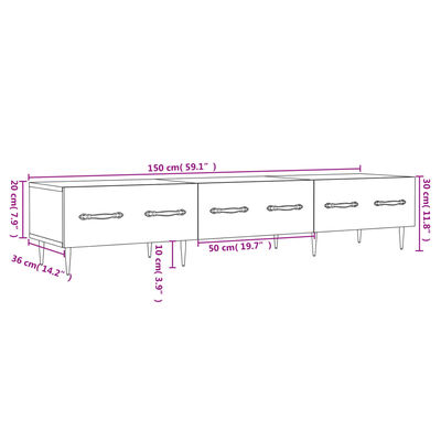 vidaXL Dulap TV, stejar fumuriu, 150x36x30 cm, lemn prelucrat