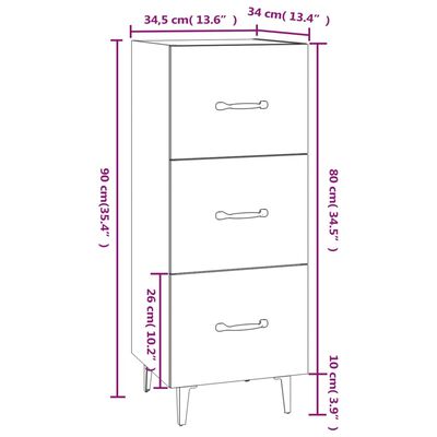 vidaXL Servantă, gri beton, 34,5x34x90 cm, lemn compozit