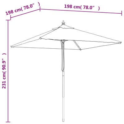 vidaXL Umbrelă soare de grădină stâlp din lemn taupe 198x198x231 cm