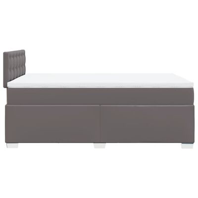 vidaXL Pat box spring cu saltea, gri, 120x190 cm, piele ecologică