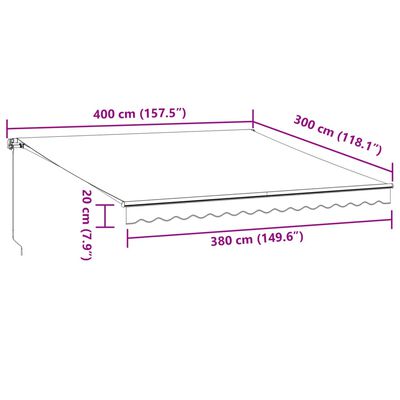 vidaXL Copertina retractabilă manual cu LED, vișiniu, 400x300 cm