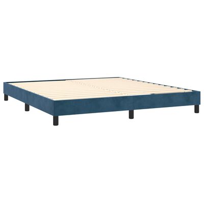 vidaXL Pat box spring cu saltea, albastru închis, 160x200 cm, catifea