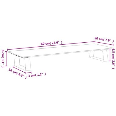 vidaXL Suport de monitor, alb, 60x20x8 cm, sticlă securizată și metal