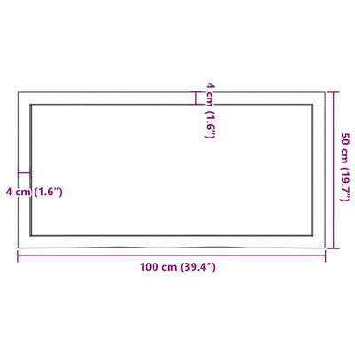 vidaXL Blat de baie, maro închis, 100x50x(2-6) cm, lemn masiv tratat