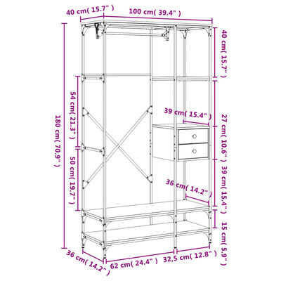 vidaXL Șifonier cu sertare stejar sonoma 100x40x180 cm lemn compozit