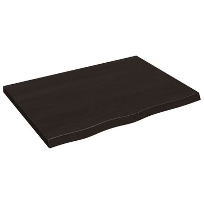 vidaXL Blat de masă maro 80x60x(2-4) cm, lemn masiv stejar tratat