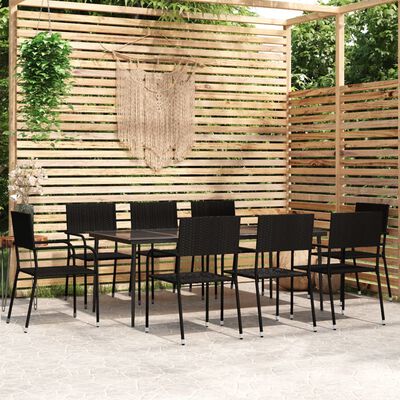 vidaXL Set mobilier pentru grădină, 9 piese, negru