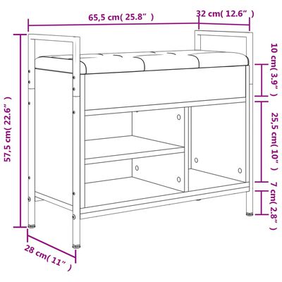 vidaXL Bancă pentru pantofi stejar sonoma 65,5x32x57,5 cm