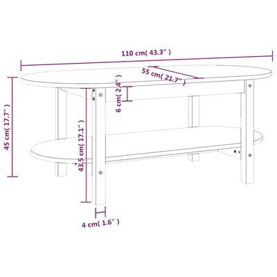 vidaXL Măsuță de cafea, maro miere, 110x55x45 cm, lemn masiv de pin