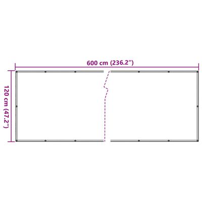 vidaXL Paravan de balcon, crem, 600x120 cm, PVC