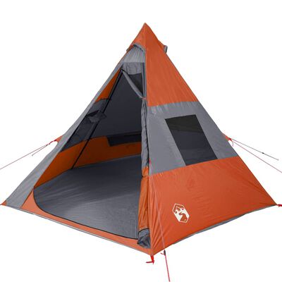 vidaXL Cort de camping tipi pentru 7 persoane, portocaliu, impermeabil