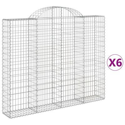 vidaXL Coșuri gabion arcuite 6 buc, 200x30x160/180 cm, fier galvanizat