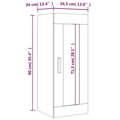 vidaXL Dulap de perete suspendat, alb, 34,5x34x90 cm