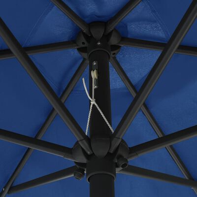 vidaXL Umbrelă de soare, LED-uri și stâlp aluminiu, azur, 270 cm