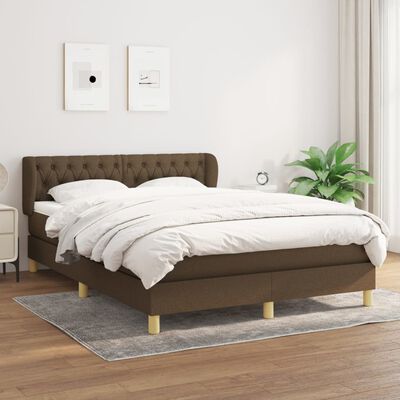 vidaXL Pat box spring cu saltea, maro închis, 140x200 cm, textil