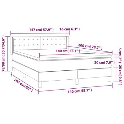 vidaXL Pat box spring cu saltea, cappuccino, 140x200cm piele ecologică