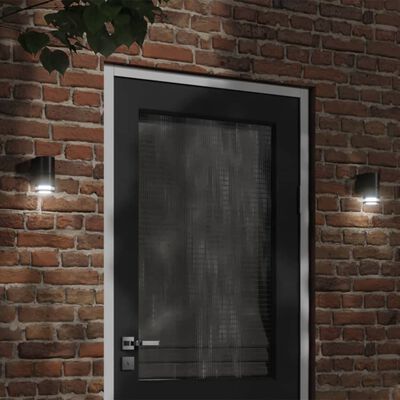 vidaXL Lămpi exterioare de perete cu LED 2 buc. negru, aluminiu turnat