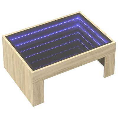 vidaXL Măsuță de cafea cu LED infinity, stejar sonoma, 70x50x30 cm