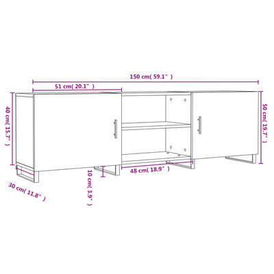 vidaXL Comodă TV, alb, 150x30x50 cm, lemn compozit