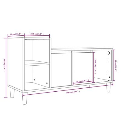 vidaXL Comodă TV, alb, 100x35x55 cm, lemn prelucrat