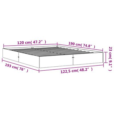 vidaXL Cadru pat fără saltea, maro ceruit, 120x190 cm, lemn masiv pin