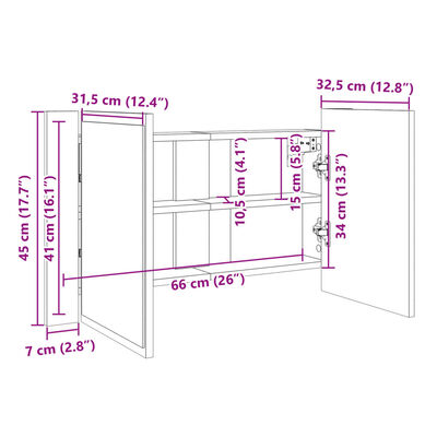 vidaXL Dulap cu oglindă & LED stejar sonoma 90x12x45 cm lemn prelucrat