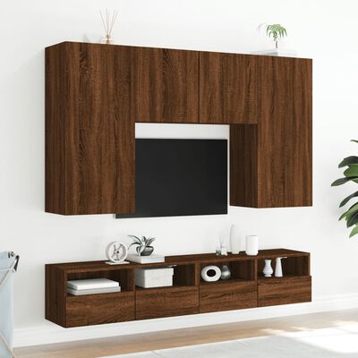 vidaXL Comodă TV de perete, stejar maro, 80x30x30 cm lemn, prelucrat