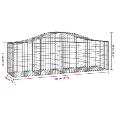 vidaXL Coșuri gabion arcuite 40 buc, 200x50x60/80 cm, fier galvanizat