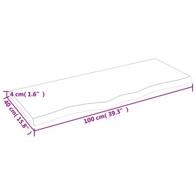 vidaXL Blat de masă maro 100x40x(2-4) cm, lemn masiv stejar tratat