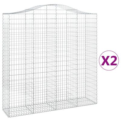 vidaXL Coșuri gabion arcuite, 2 buc 200x50x200/220 cm, fier galvanizat