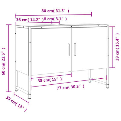 vidaXL Dulap chiuveta de baie, gri sonoma, 80x33x60 cm, lemn compozit