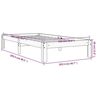 vidaXL Cadru pat fără saltea, maro ceruit, 100x200 cm, lemn masiv pin