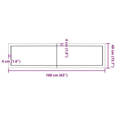 vidaXL Blat masă 160x40x(2-4) cm lemn stejar netratat contur organic