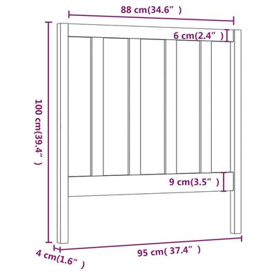 vidaXL Tăblie de pat, alb, 95x4x100 cm, lemn masiv de pin