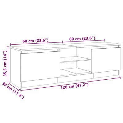 vidaXL Comodă TV cu lumini LED, negru, 120x30x35,5 cm