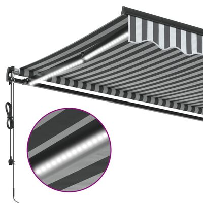 vidaXL Copertină retractabilă automat LED-uri antracit/alb 450x350 cm