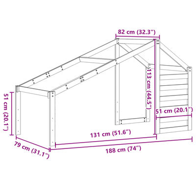 vidaXL Acoperiș Pat Copii 188x82x113 cm Lemn Mass Pin