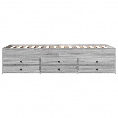 vidaXL Cadru de pat cu sertare, gri sonoma, 75x190 cm, lemn prelucrat