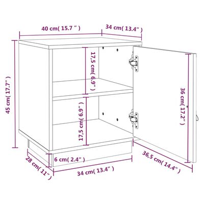 vidaXL Noptieră, alb, 40x34x45 cm, lemn masiv de pin