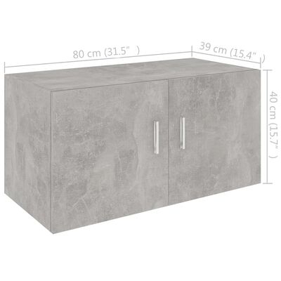 vidaXL Dulap montat pe perete, gri beton, 80x39x40 cm, lemn prelucrat