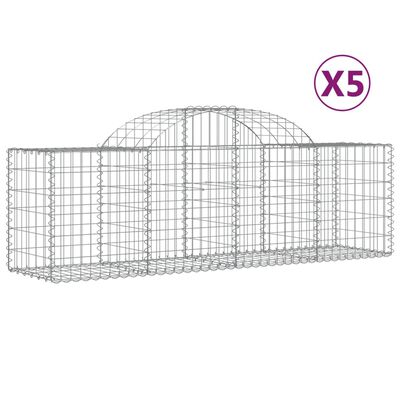 vidaXL Coșuri gabion arcuite 5 buc, 200x50x60/80 cm, fier galvanizat