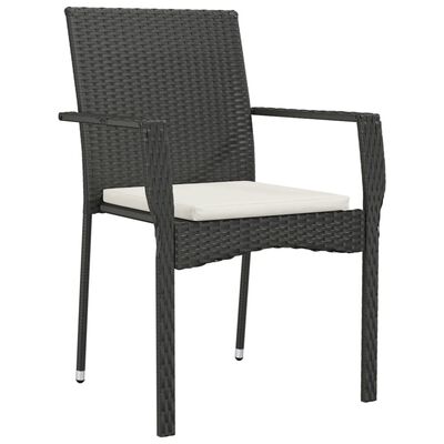 vidaXL Set mobilier de grădină cu perne, 5 piese, negru, poliratan