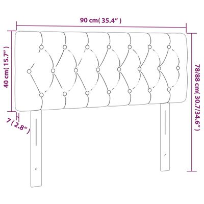 vidaXL Tăblie de pat cu LED, gri închis, 90x7x78/88 cm, textil