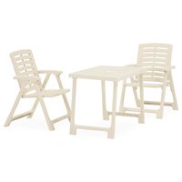 vidaXL Set mobilier de bistro pliabil, 3 piese, alb, plastic