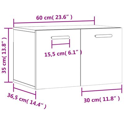 vidaXL Dulap de perete, negru, 60x36,5x35 cm, lemn prelucrat