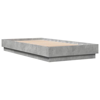 vidaXL Cadru de pat, gri beton, 75x190 cm, lemn prelucrat