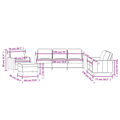 vidaXL Set de canapele cu perne, 4 piese, negru, catifea