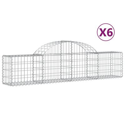 vidaXL Coșuri gabion arcuite 6 buc, 200x30x40/60 cm, fier galvanizat