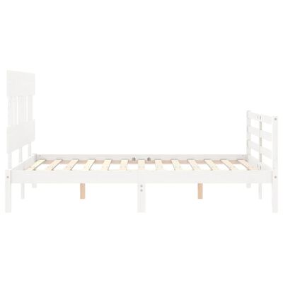 vidaXL Cadru de pat cu tăblie, alb, 120x200 cm, lemn masiv