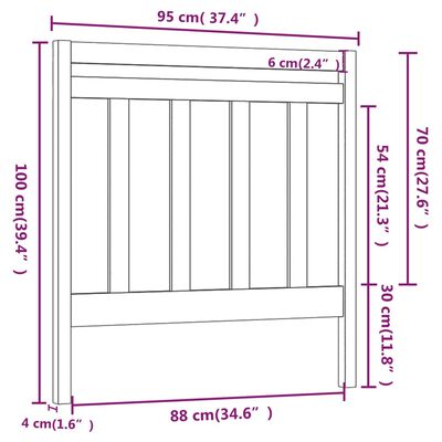 vidaXL Tăblie de pat, alb, 95x4x100 cm, lemn masiv de pin